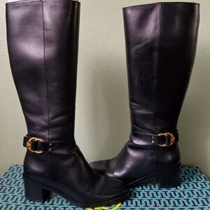 Elegant Black Leather Knee-High Boots